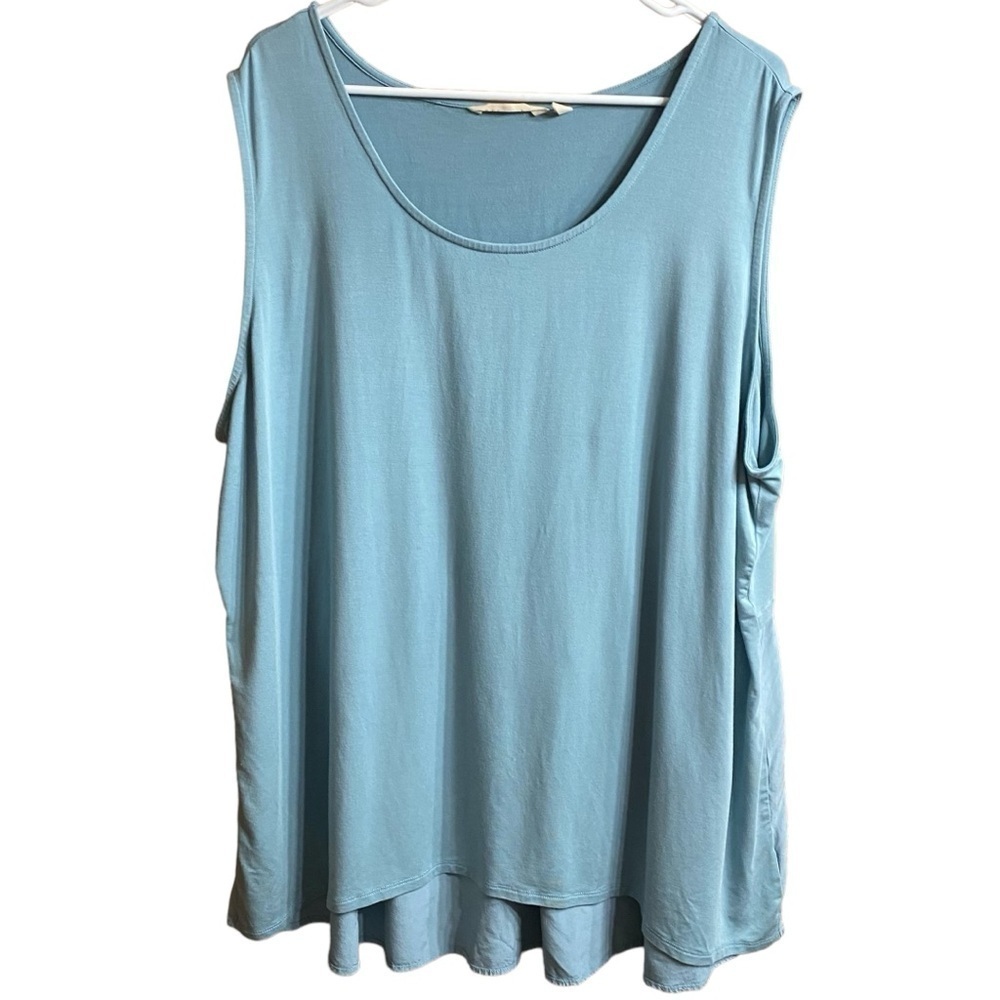 Soft Surrounding Blue Sleeveless Scoop Neck High Low Hem Tank Top Size 2X